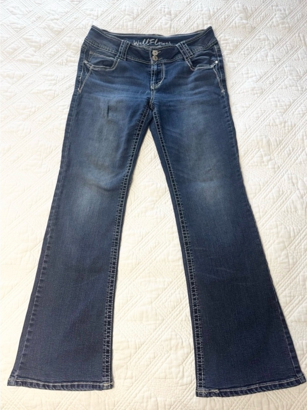 Y2K Vintage Wallflower Dark Blue Flare Jeans with Pocket Detail Size 11